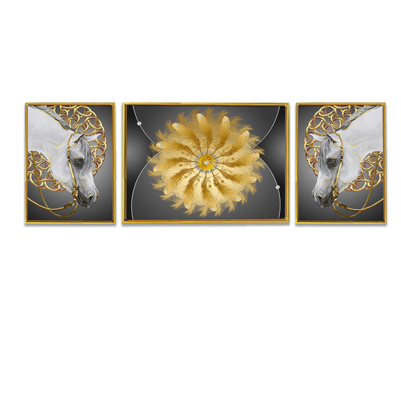 Buy Frin Golden Wall Art - Set Of Three Wall Art & Paintings from Vaaree