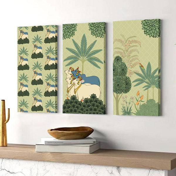 Buy Emerald Pichwai Wall Art - Set Of Three Wall Art & Paintings from Vaaree