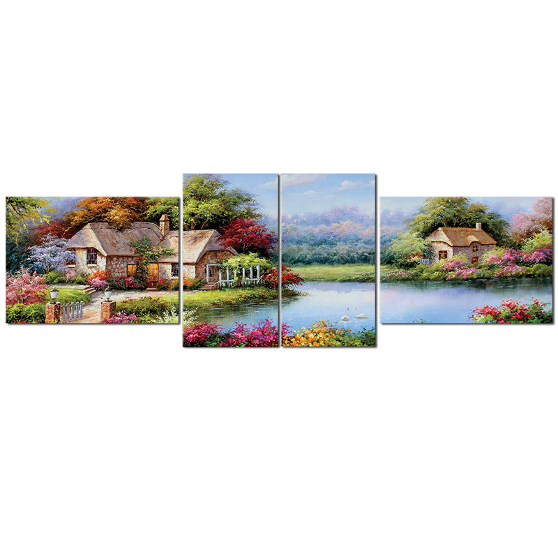 Buy Serene Village Scape Wall Art - Set Of Four Wall Art & Paintings from Vaaree