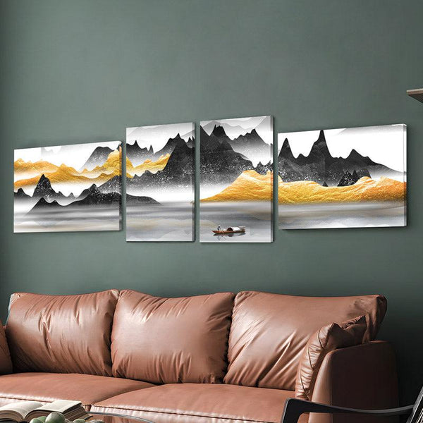 Buy Golden Lava Mountains Wall Art - Set Of Four Wall Art & Paintings from Vaaree