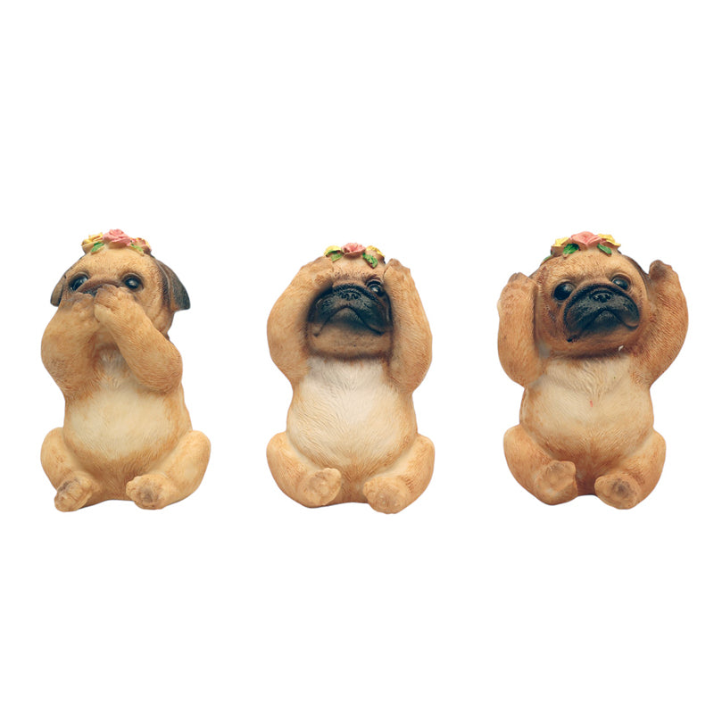 Buy Fun Pug Trio Showpiece - Set Of Three Showpieces from Vaaree