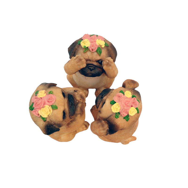 Buy Fun Pug Trio Showpiece - Set Of Three Showpieces from Vaaree