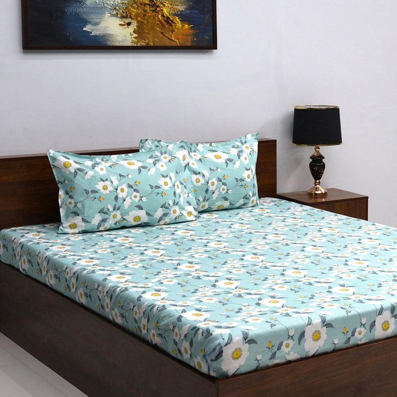 Bedsheets - Leena Floral Bedsheet - Blue