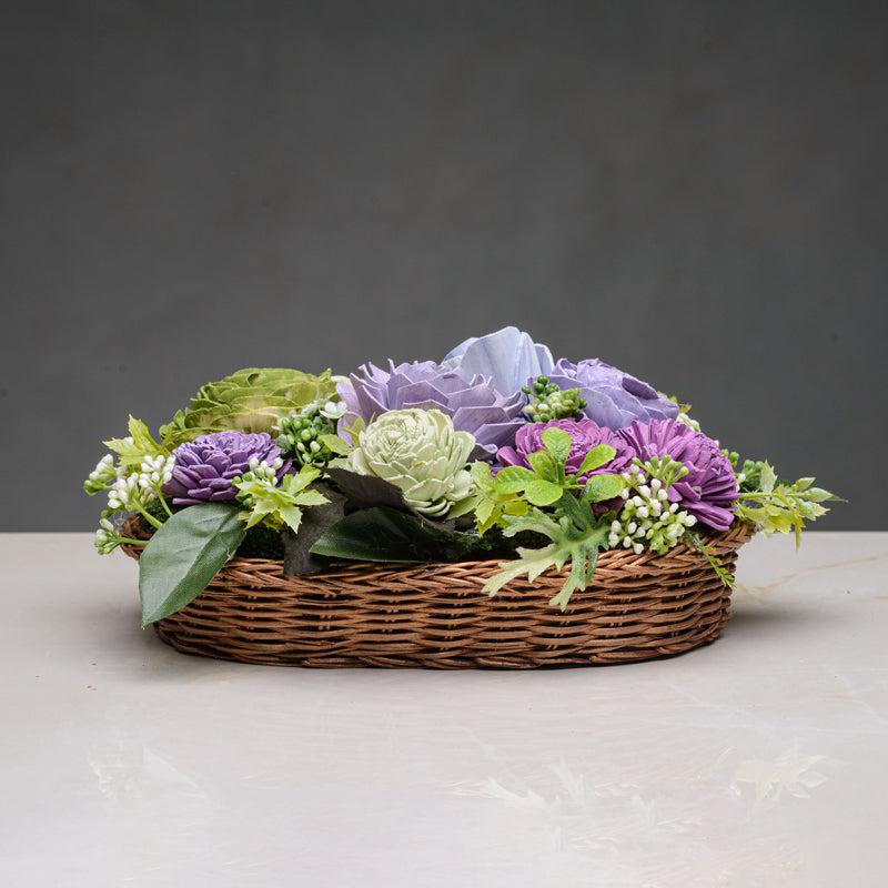 Buy Embella Faux Solawood Flower Basket Artificial Flowers from Vaaree