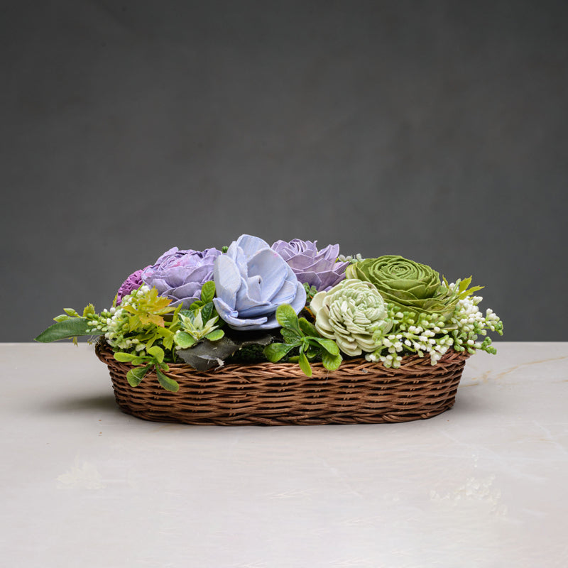 Buy Embella Faux Solawood Flower Basket Artificial Flowers from Vaaree