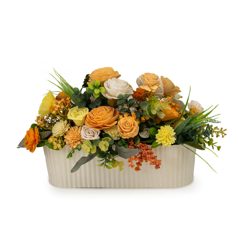 Buy Summery Breeze Solawood Flower Basket Artificial Flowers from Vaaree