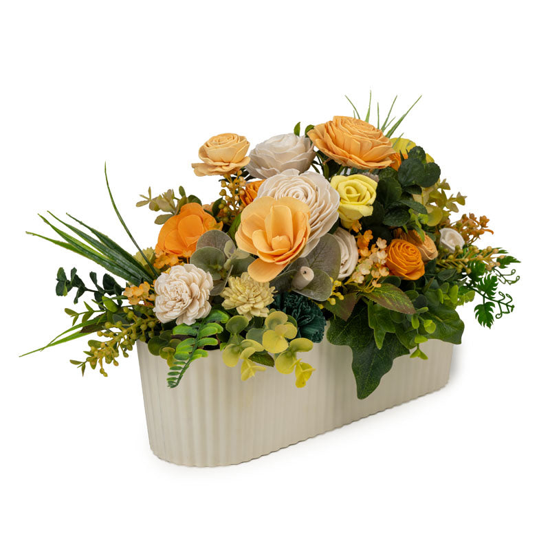 Buy Summery Breeze Solawood Flower Basket Artificial Flowers from Vaaree