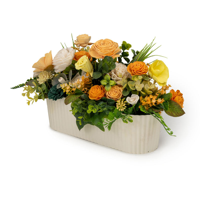 Buy Summery Breeze Solawood Flower Basket Artificial Flowers from Vaaree