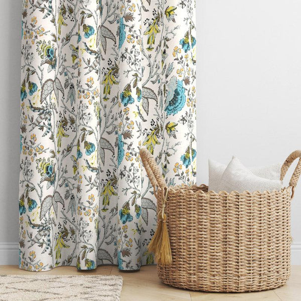 Buy Mivaana Floral Curtain - Blue Curtains from Vaaree