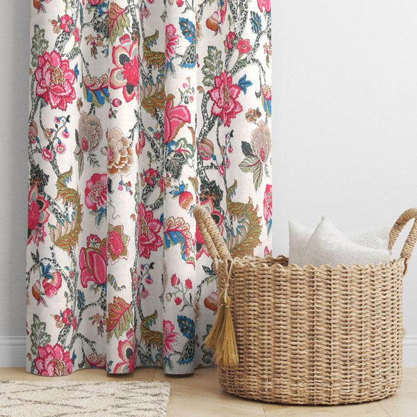 Buy Mivaana Floral Curtain - Pink Curtains from Vaaree