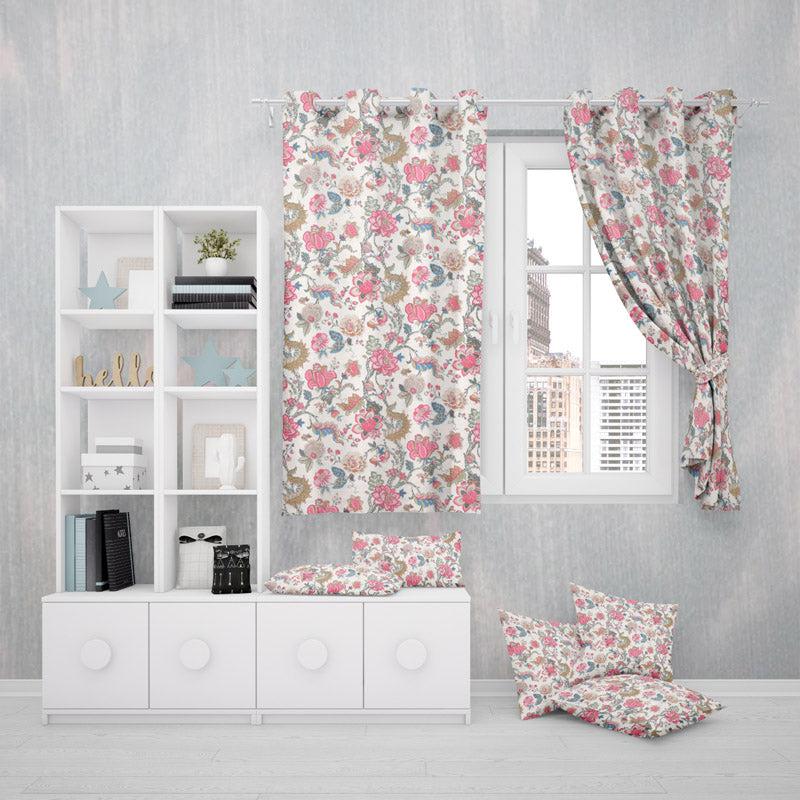 Buy Mivaana Floral Curtain - Pink Curtains from Vaaree