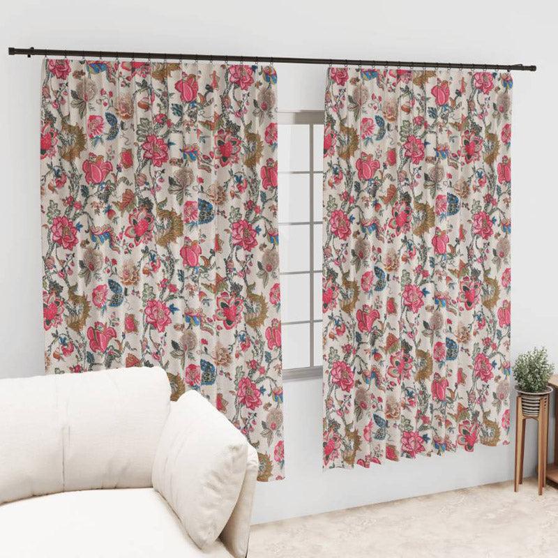 Buy Mivaana Floral Curtain - Pink Curtains from Vaaree