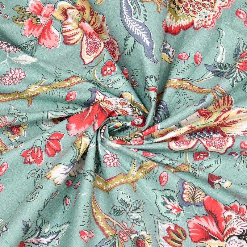 Buy Mivaana Floral Curtain - Sea Green Curtains from Vaaree