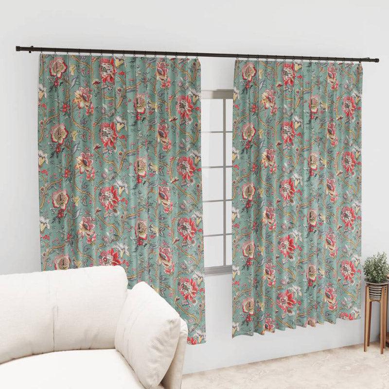 Buy Mivaana Floral Curtain - Sea Green Curtains from Vaaree