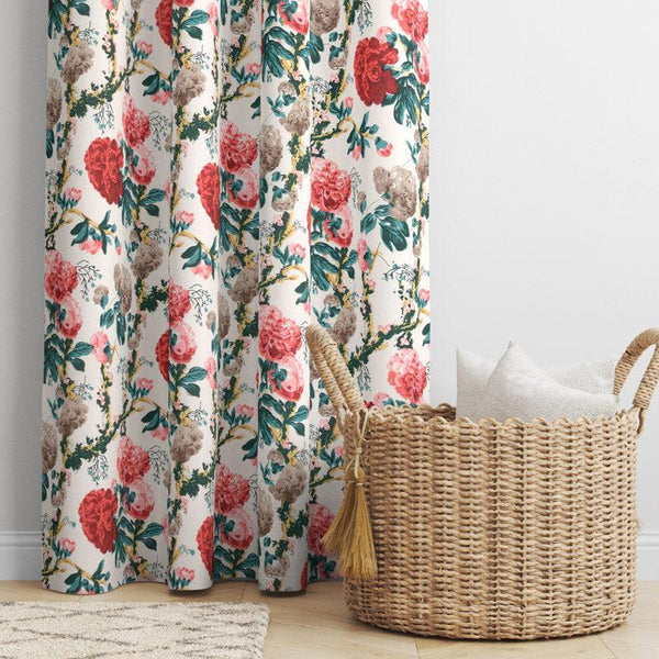 Buy Mivaana Floral Curtain - Peach Curtains from Vaaree