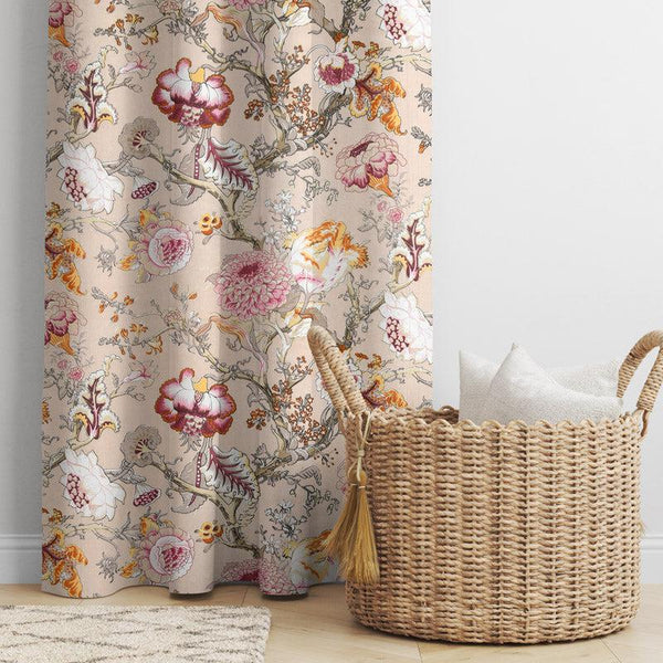 Buy Mivaana Floral Curtain - Beige Curtains from Vaaree