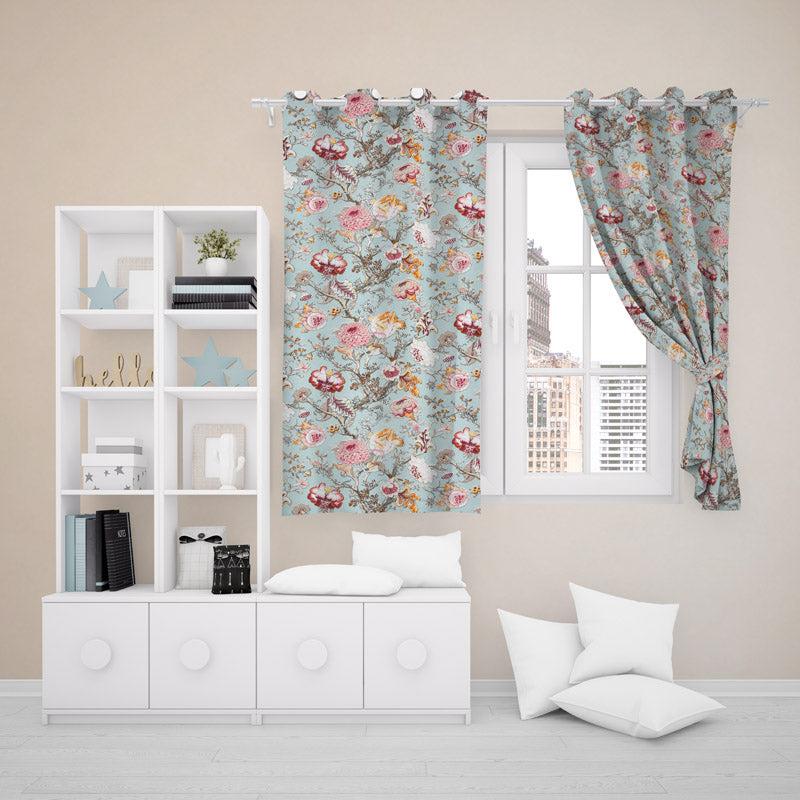 Buy Mivaana Floral Curtain (Green) - Set Of Two Curtains from Vaaree