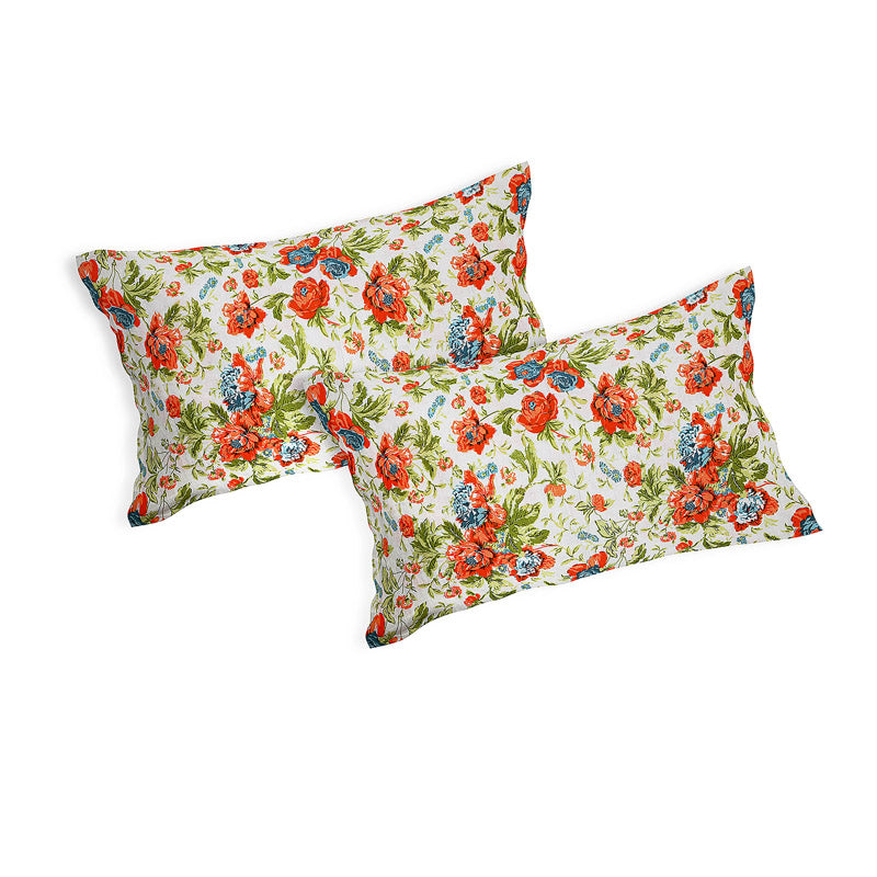 Buy Madava Floral Bedsheet - Orange Bedsheets from Vaaree