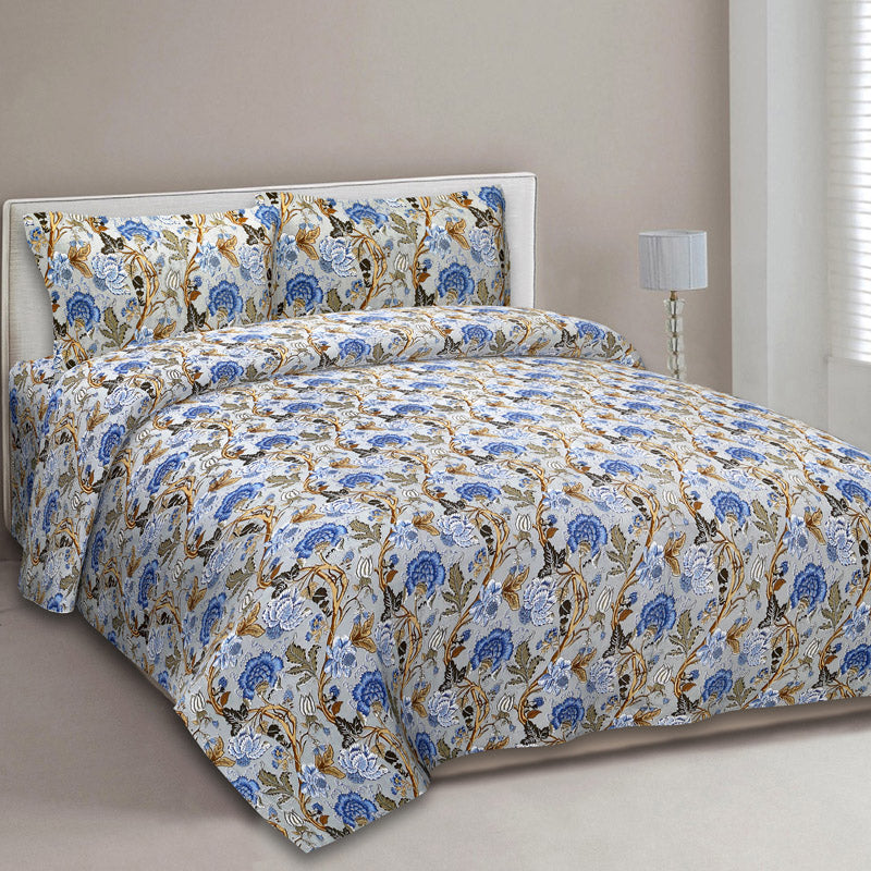 Buy Vandera Floral Bedsheet - Blue Bedsheets from Vaaree