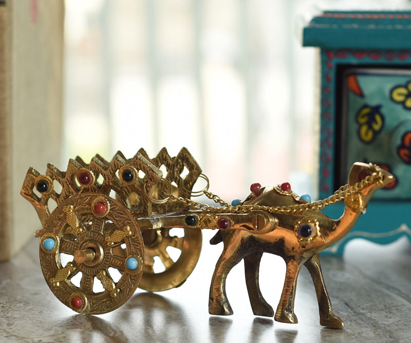 Showpieces - Brass Camel Cart Showpiece