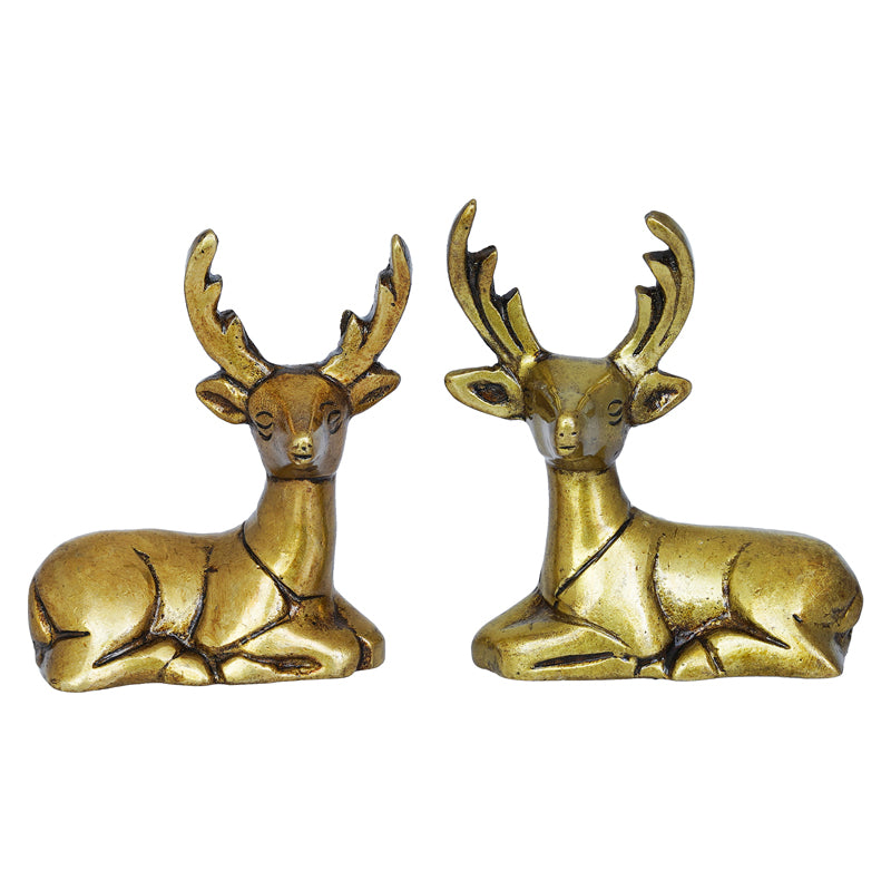 Showpieces - Deer Gold Showpiece - Set Of Two