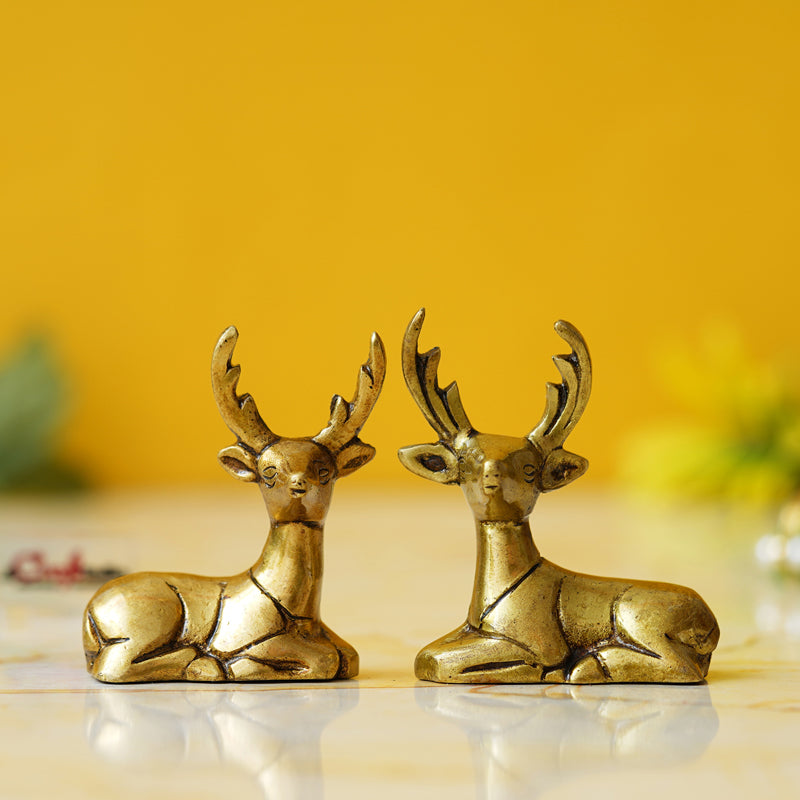 Showpieces - Deer Gold Showpiece - Set Of Two