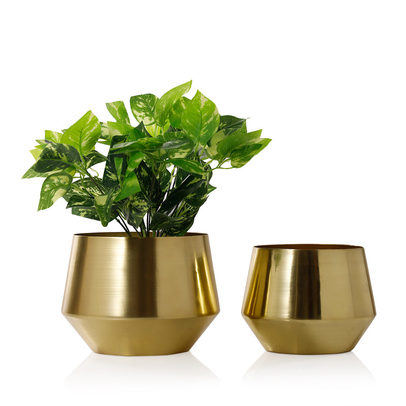 Buy Simone Oak Planter (Gold) - Set Of Two Pots & Planters from Vaaree