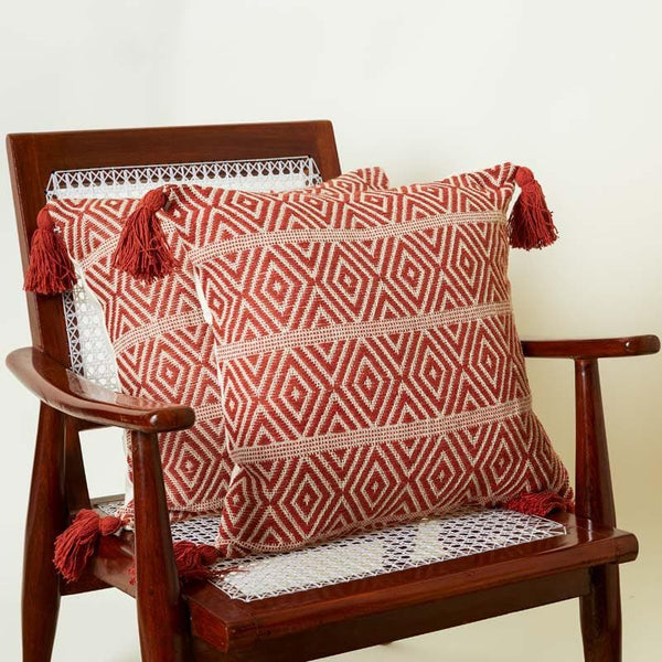 Buy Crimson Carved Cushion Cover - Set Of Two at Vaaree online | Beautiful Cushion Cover Sets to choose from