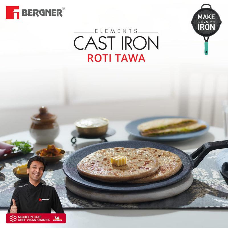 Buy Bergner Elements Pre-Seasoned Cast Iron Concave Roti Tawa (Teal) - 26 CM Roti Tawa from Vaaree