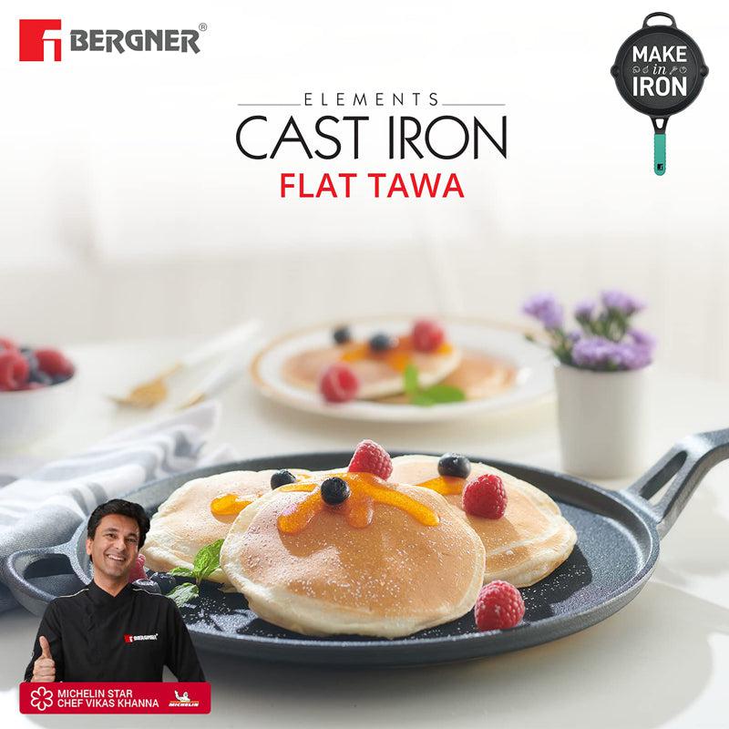 Buy Bergner Elements Pre-Seasoned Cast Iron Tawa (Teal) - 30 CM Dosa Tawa from Vaaree