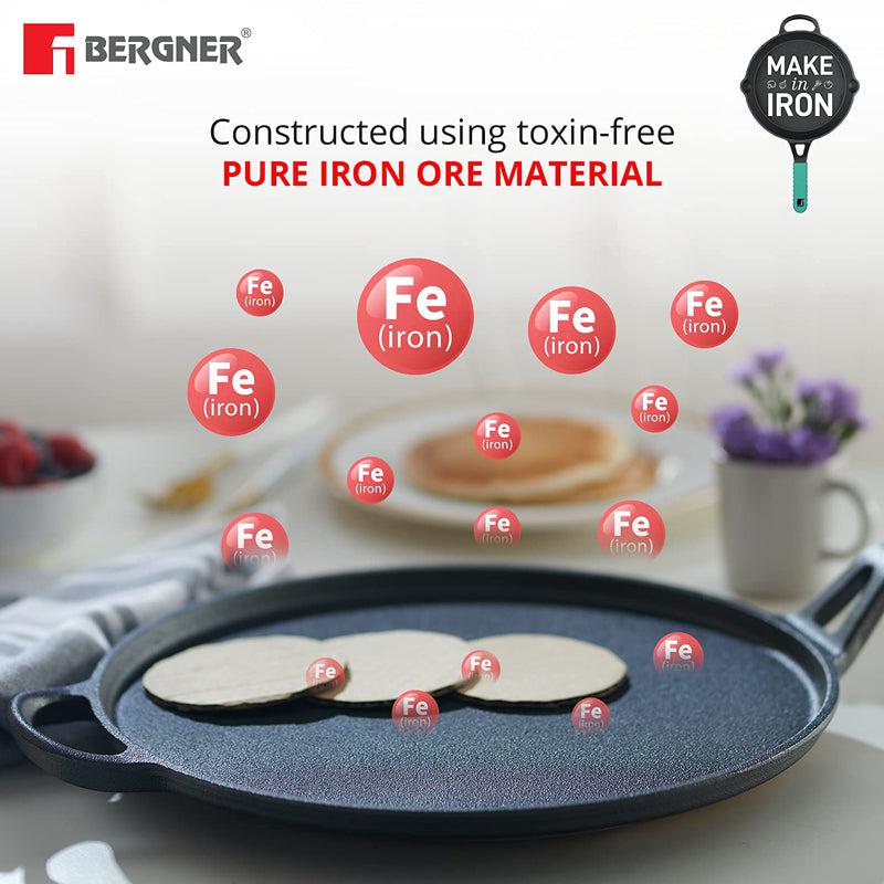 Buy Bergner Elements Pre-Seasoned Cast Iron Tawa (Teal) - 30 CM Dosa Tawa from Vaaree