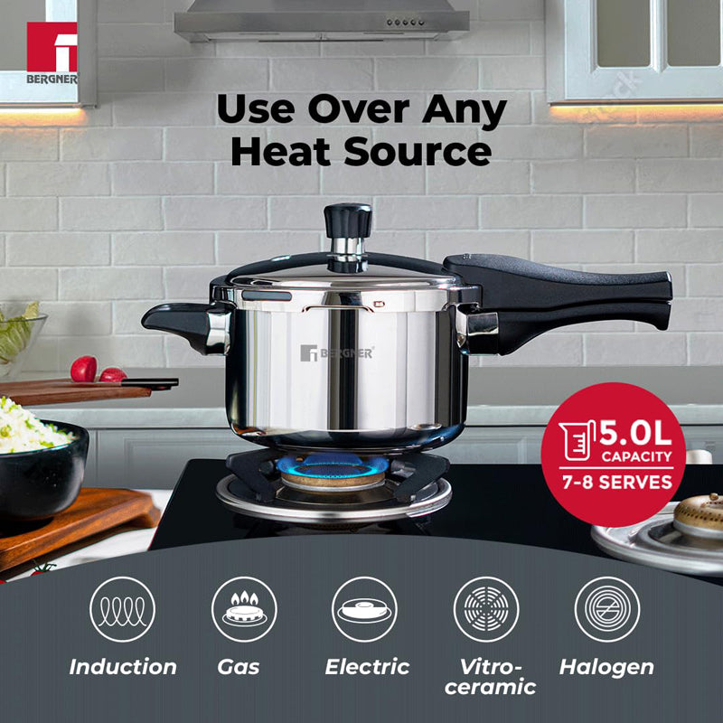 Pressure Cooker - Bergner Induction Safe Pressure Cooker - 5000 ml/19 Inches