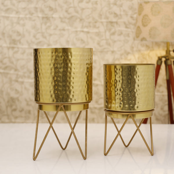 Buy Teodora Hammered Planter (Gold) - Set Of Two Pots & Planters from Vaaree