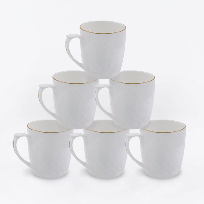 Mug & Tea Cup - Andiera White Cup (175 ML) - Set Of Six