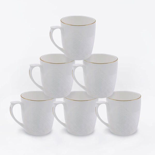 Mug & Tea Cup - Andiera White Cup (175 ML) - Set Of Six