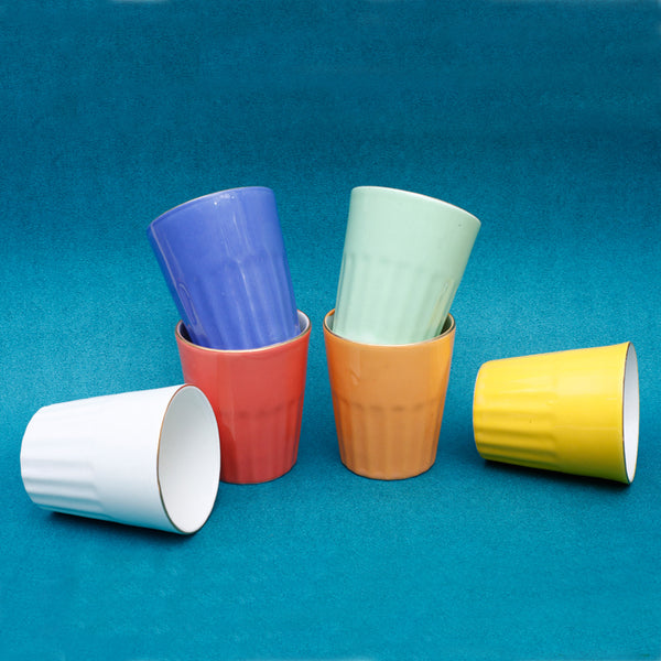 Mug & Tea Cup - Casplan Multicolor Cup (150 ML) - Set Of Six