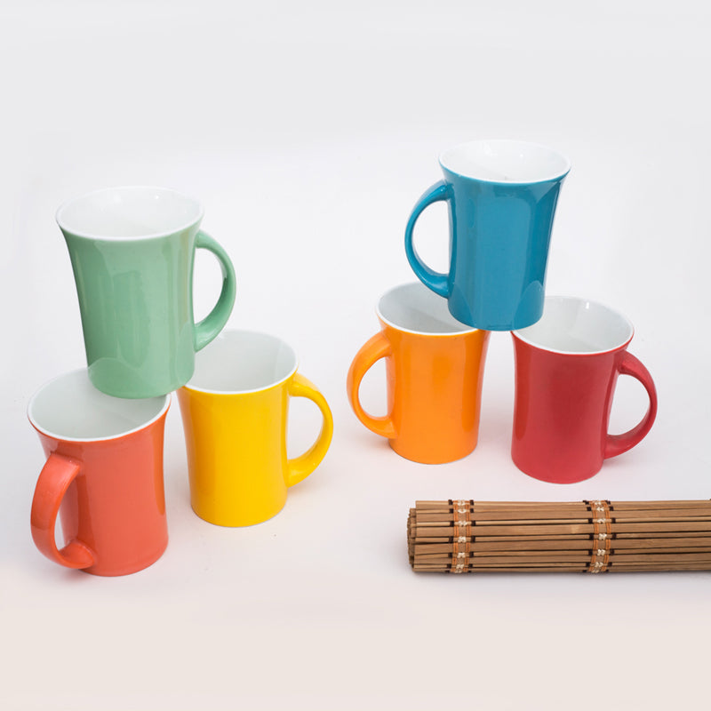 Mug & Tea Cup - Quma Multicolor Mug (250 ML) - Set Of Six