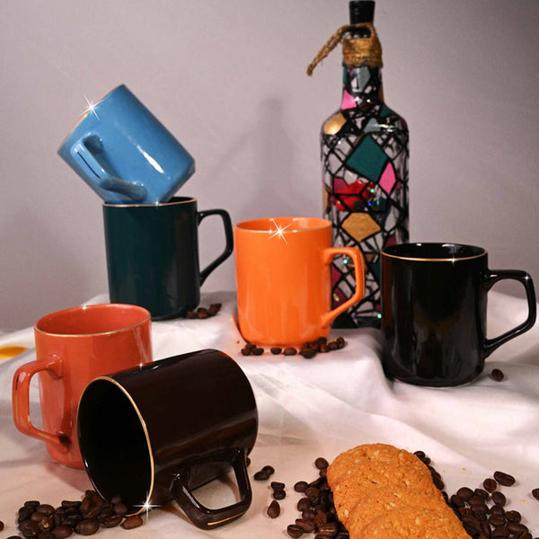 Mug & Tea Cup - Alre Multicolor Cup (200 ML) - Set Of Six