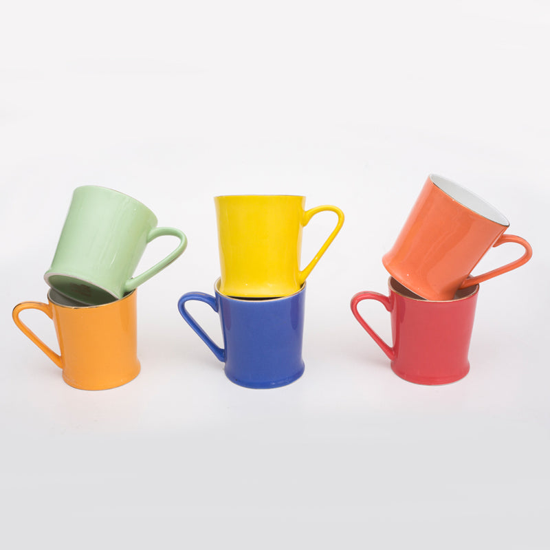 Mug & Tea Cup - Sierra Multicolor Cup (175 ML) - Set Of Six