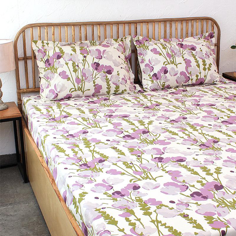 Buy Himalayan Poppie Bedsheet - Purple Bedsheets from Vaaree