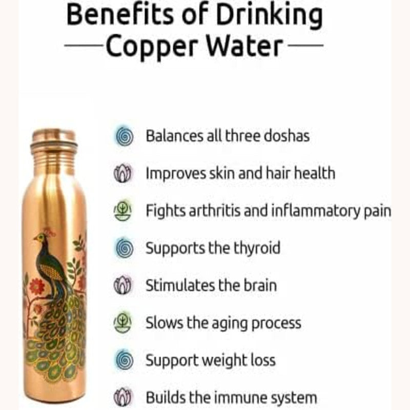 Buy Ashya Mayoora Copper Water Bottle - 1000 ML Bottle from Vaaree