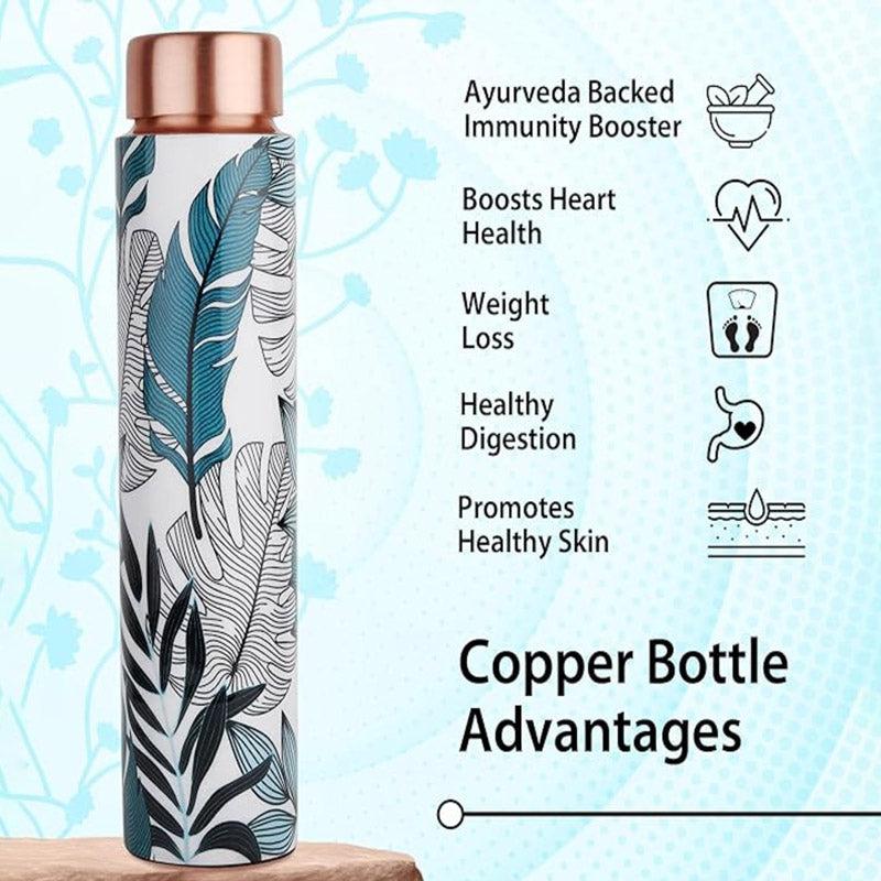 Buy Blue Garden Copper Water Bottle - 750 ML Bottle from Vaaree