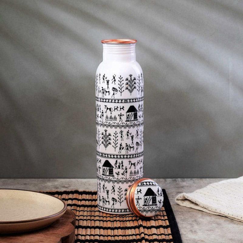 Buy Warli White Copper Water Bottle - 1000 ML Bottle from Vaaree