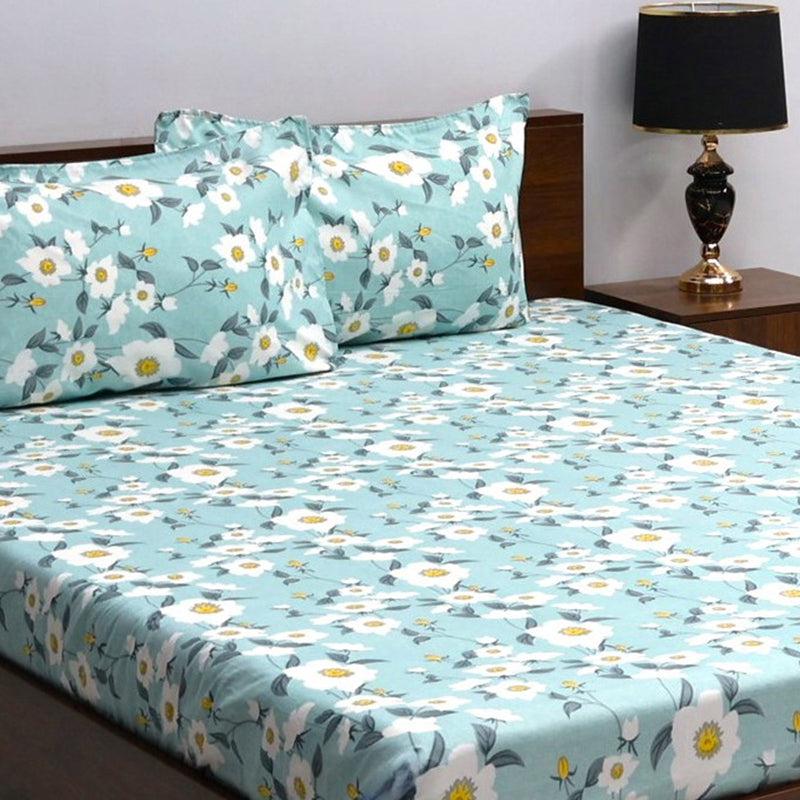 Bedsheets - Leena Floral Bedsheet - Blue