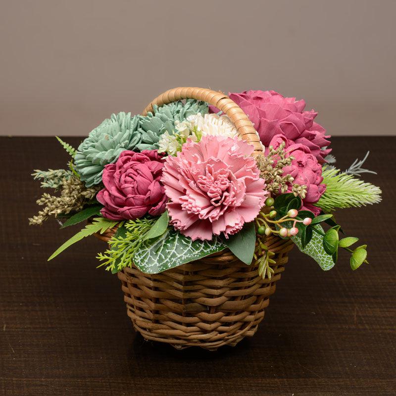 Buy Mystic Mix Solawood Floral Basket Artificial Flowers from Vaaree