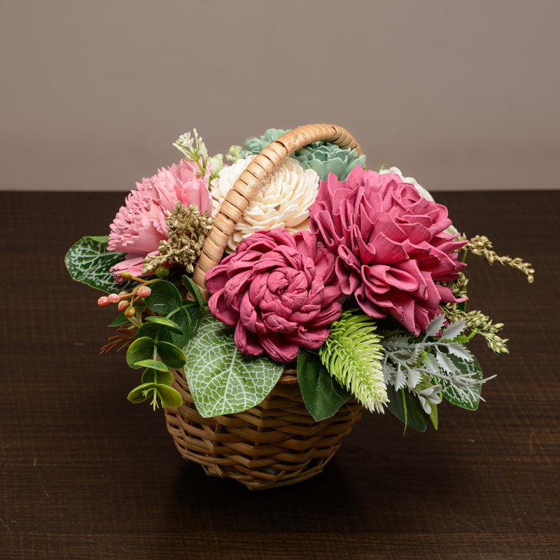 Buy Mystic Mix Solawood Floral Basket Artificial Flowers from Vaaree