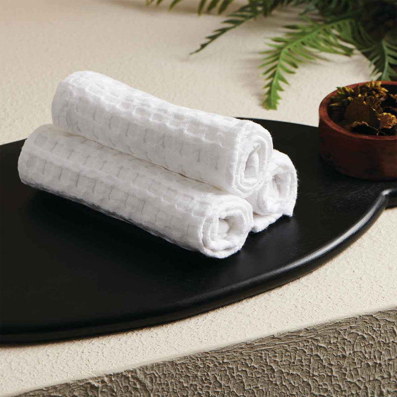 Buy Zira Textured Waffle Towel Combo (White) - Four Piece Set Towel Sets from Vaaree