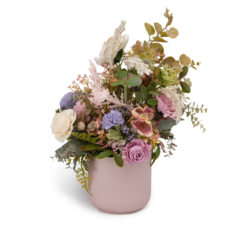 Buy Mirma Solawood Flower Bunch In Ceramic Pot Artificial Flowers from Vaaree