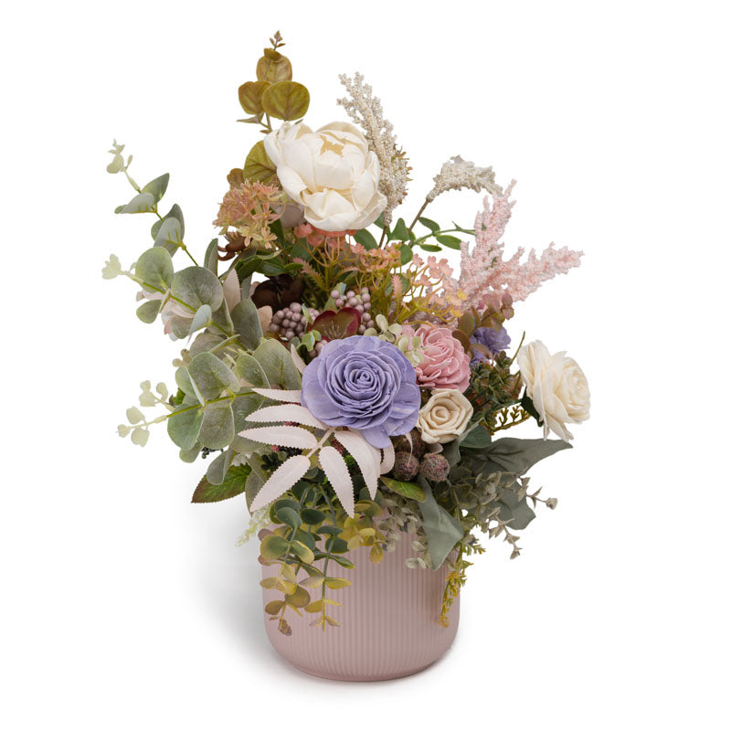 Buy Mirma Solawood Flower Bunch In Ceramic Pot Artificial Flowers from Vaaree