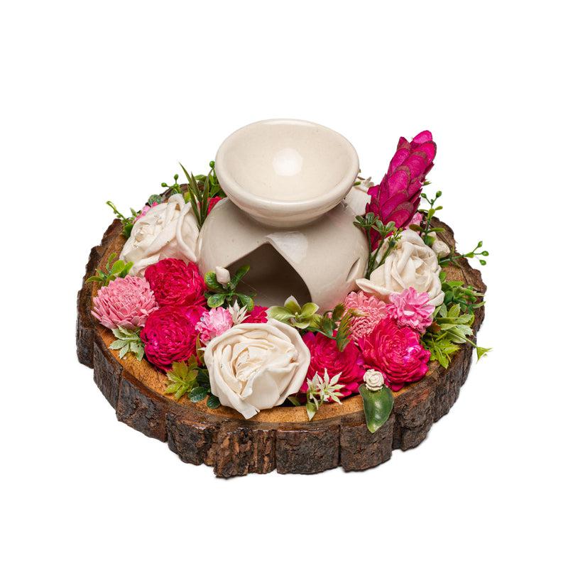 Buy Raina Solawood Flower Tray with Diffuser Showpiece from Vaaree